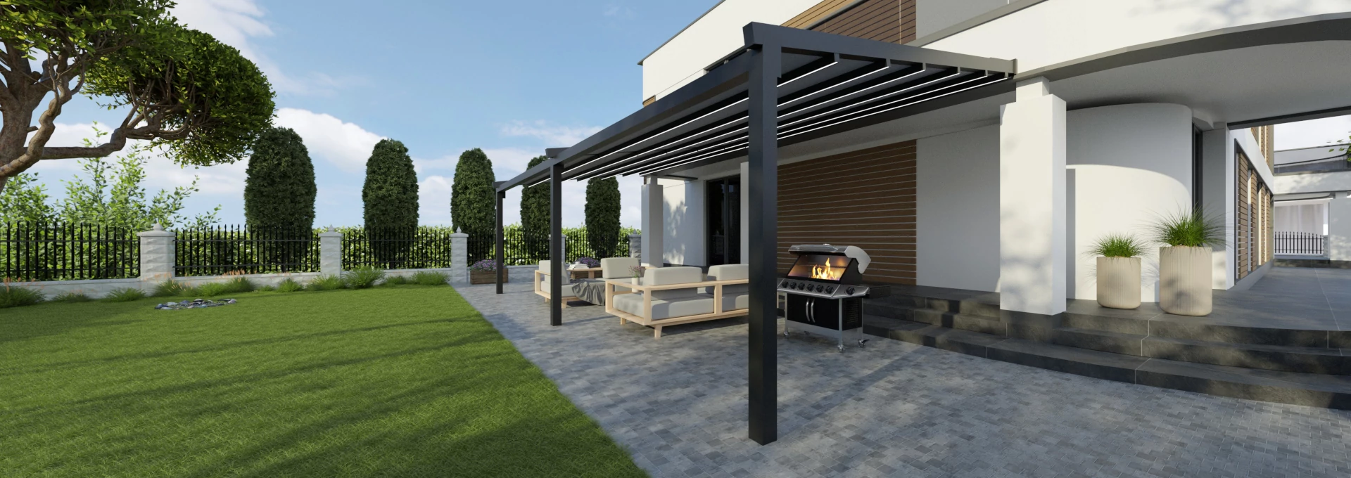 Win Rain pergola z dachema materiałowym