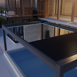 Pergola tarasowa lamelowa z przesuwnym dachem WIN CLIMATIC SLIDE - RENDER - 106